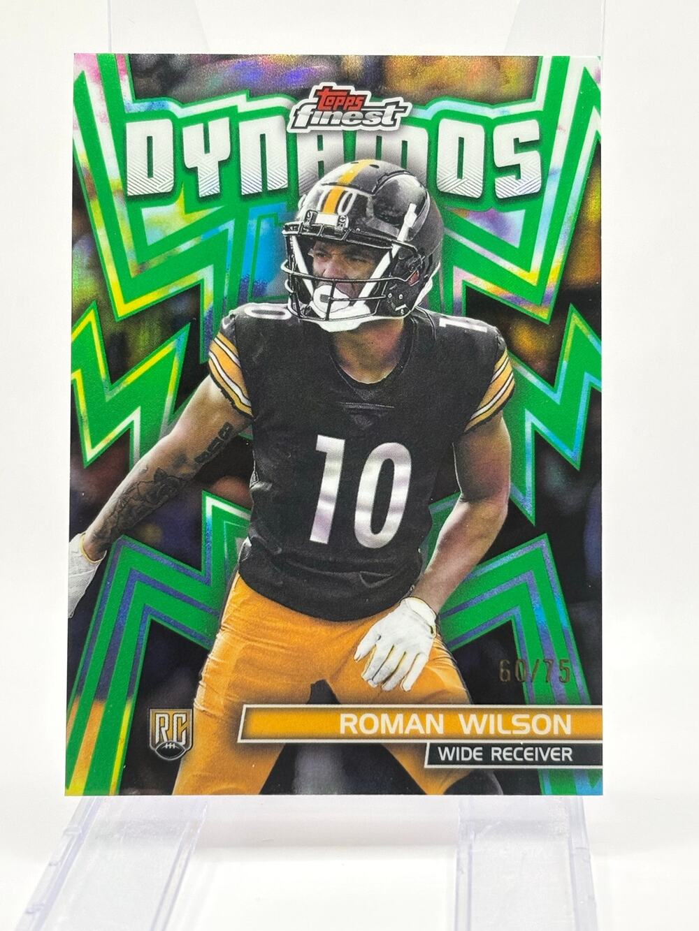 2024 Topps Finest Roman Wilson Rookie Dynamos Green Refractor 60/75 Steelers RC